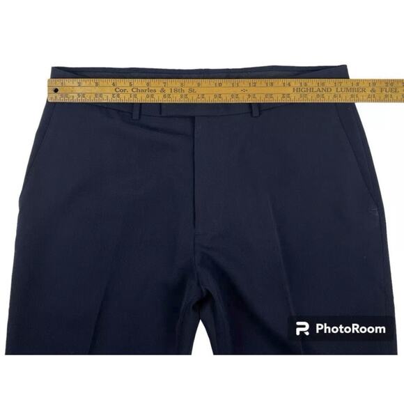 Haggar Essentials Pants Mens 36x30  Classic Fit Navy Blue Invisible Flex Waist - Picture 8 of 9